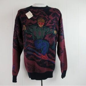 Vintage Skiing Graphic Sweater - Multicolor